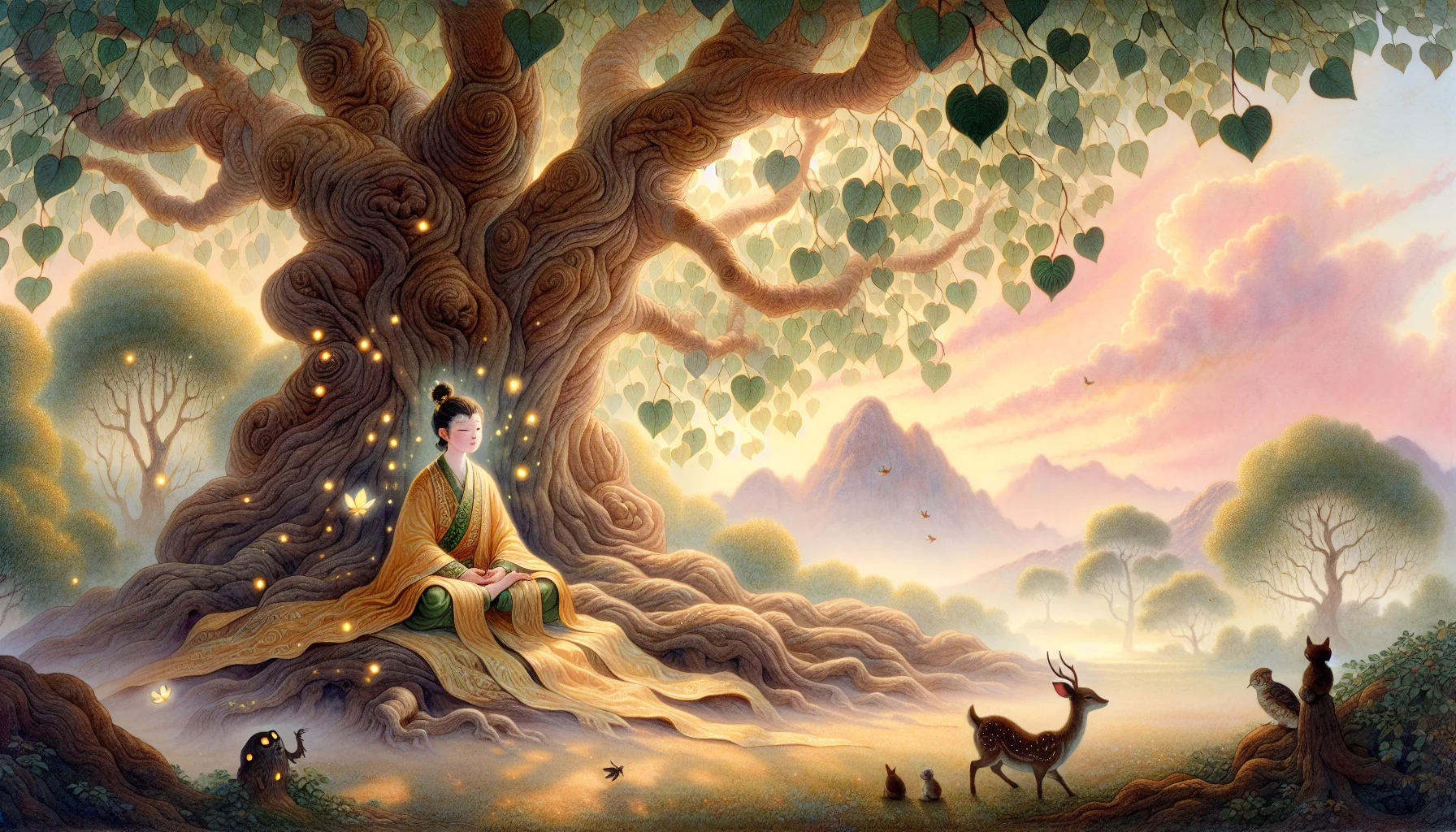 Hero image for Siddhartha travelled near and far to find the solution. Finally he sat down under a Bodhi tree to meditate. 