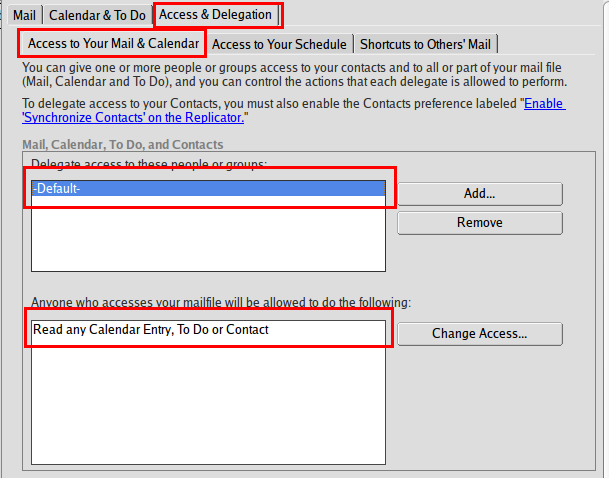 Mail access settings