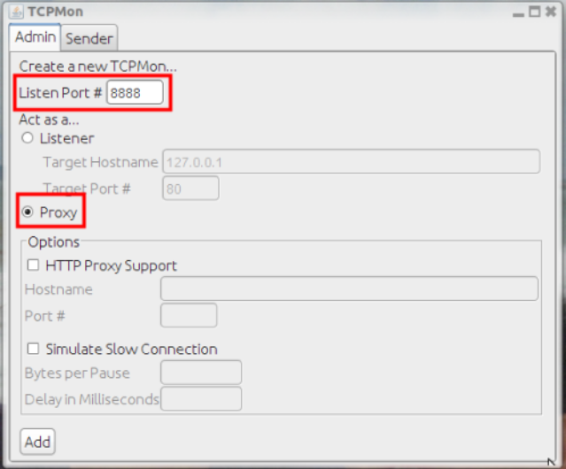 Setting up of TCPMon