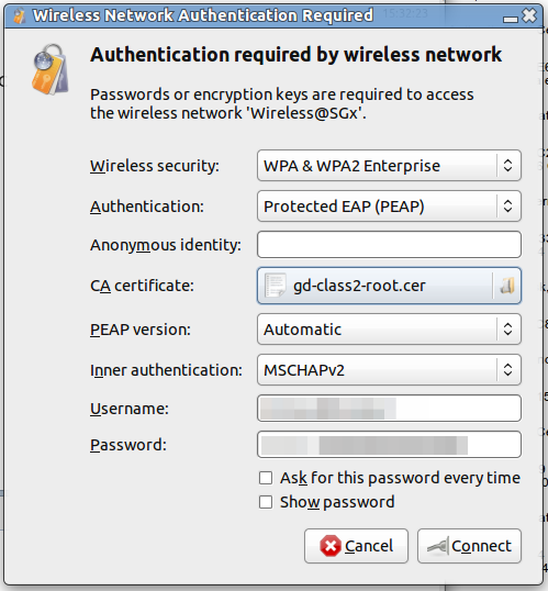 Wireless SGx settings