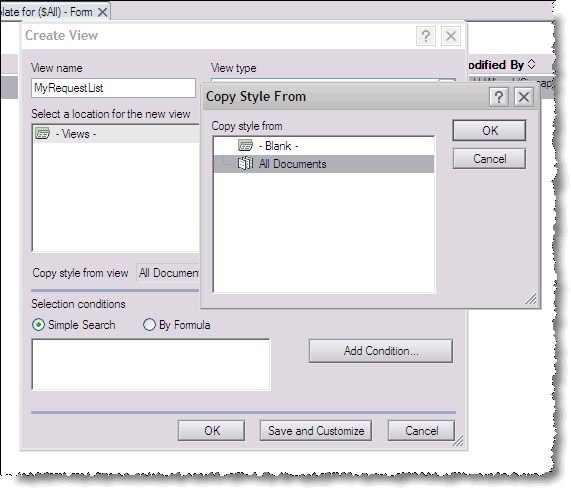 Create a new view based on an existing one